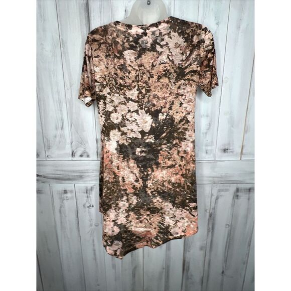 LOGO LORI GOLDSTEIN PINK GRAY FLORAL WATERCOLOR ASYMMETRICAL LIGHT TUNIC TOP XS - Picture 7 of 16